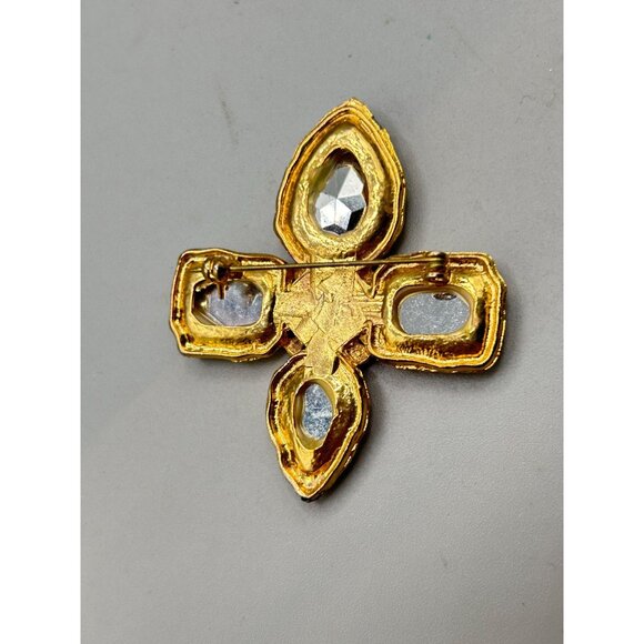 Vtg 80s 90s Colorful Pin Brooch Jeweled Red Green Purple Pink Gold Tone Metal - Picture 7 of 9